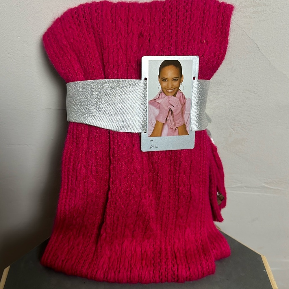 New York and company pink scarf and glove set